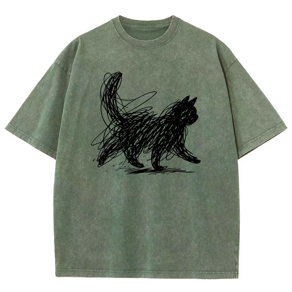 Abstract Cat Line Art  T-shirt