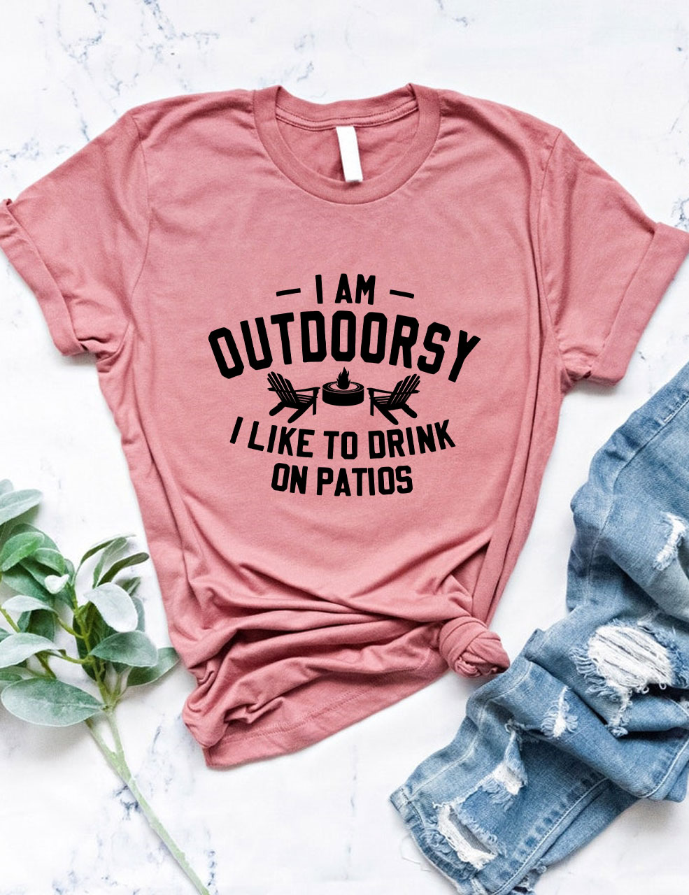I am outdoorsy I like to drink on patios Funny T-shirt