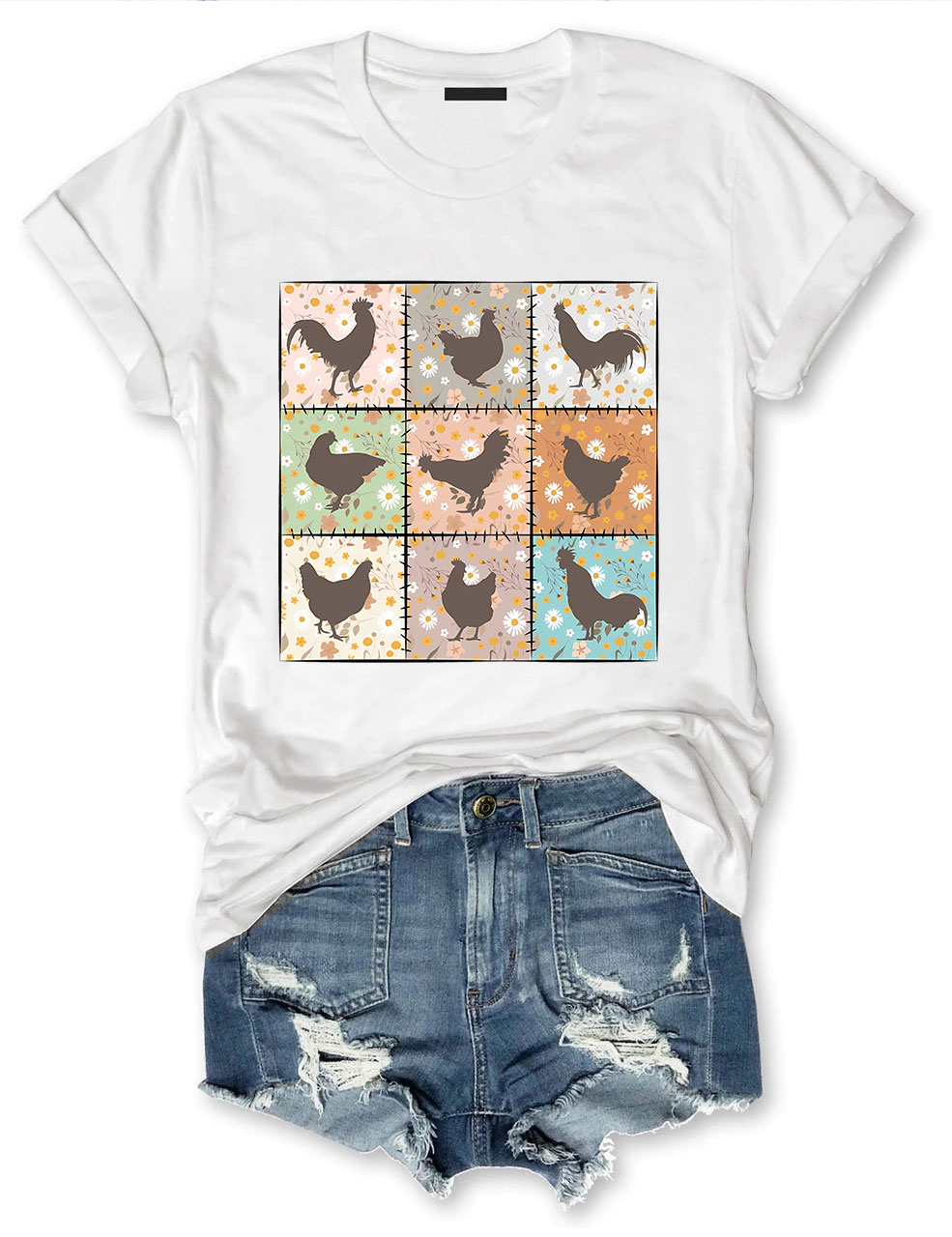 Retro Farmhouse Floral Backyard Chicken T-Shirt