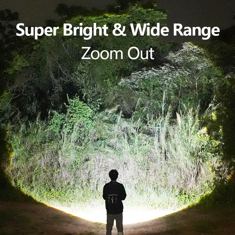 Rechargeable LED Flashlight: 3 Modes, IPX65 Waterproof & Durable for Camping, Fishing, Emergencies, Outdoor/Night Illumination