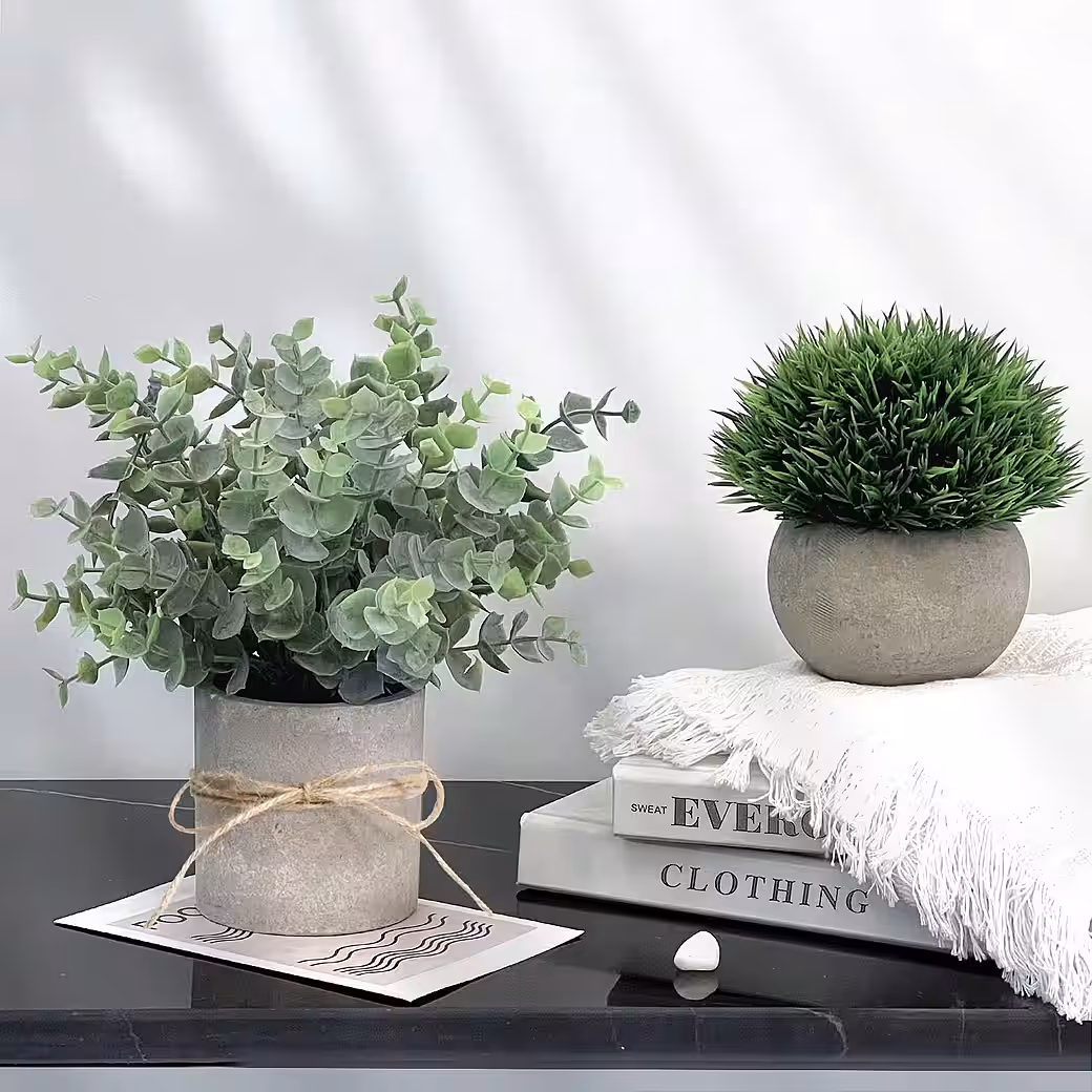 Künstliche Eukalyptus Pflanzen 4‑Stück, Kunstpflanzen für Deko