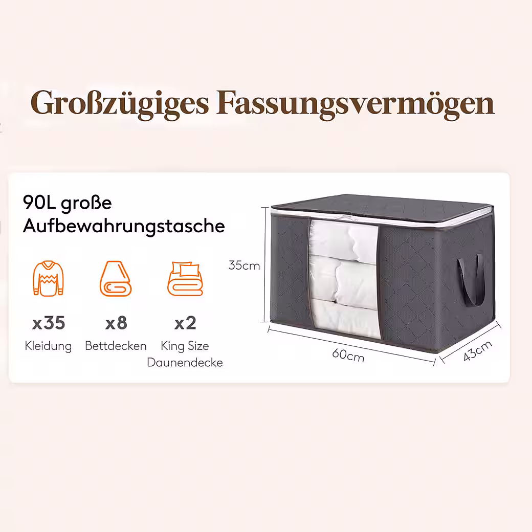 3/6er Set Faltbare Aufbewahrungsboxen mit Deckel 90L