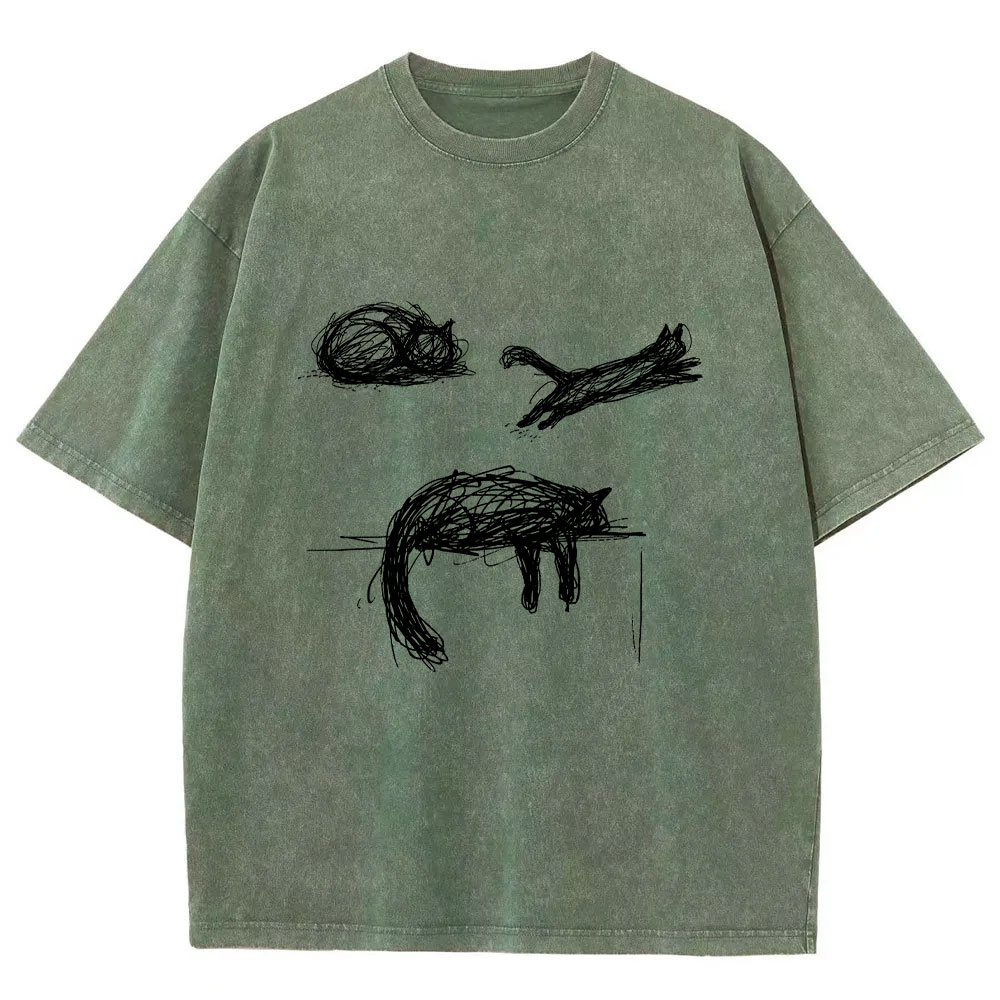 Abstract Cat Line Art  T-shirt
