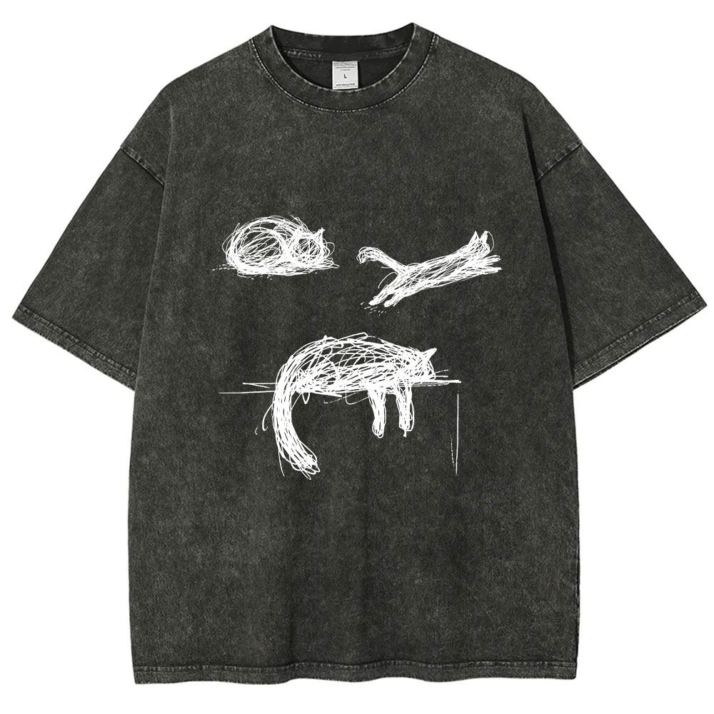 Abstract Cat Line Art  T-shirt