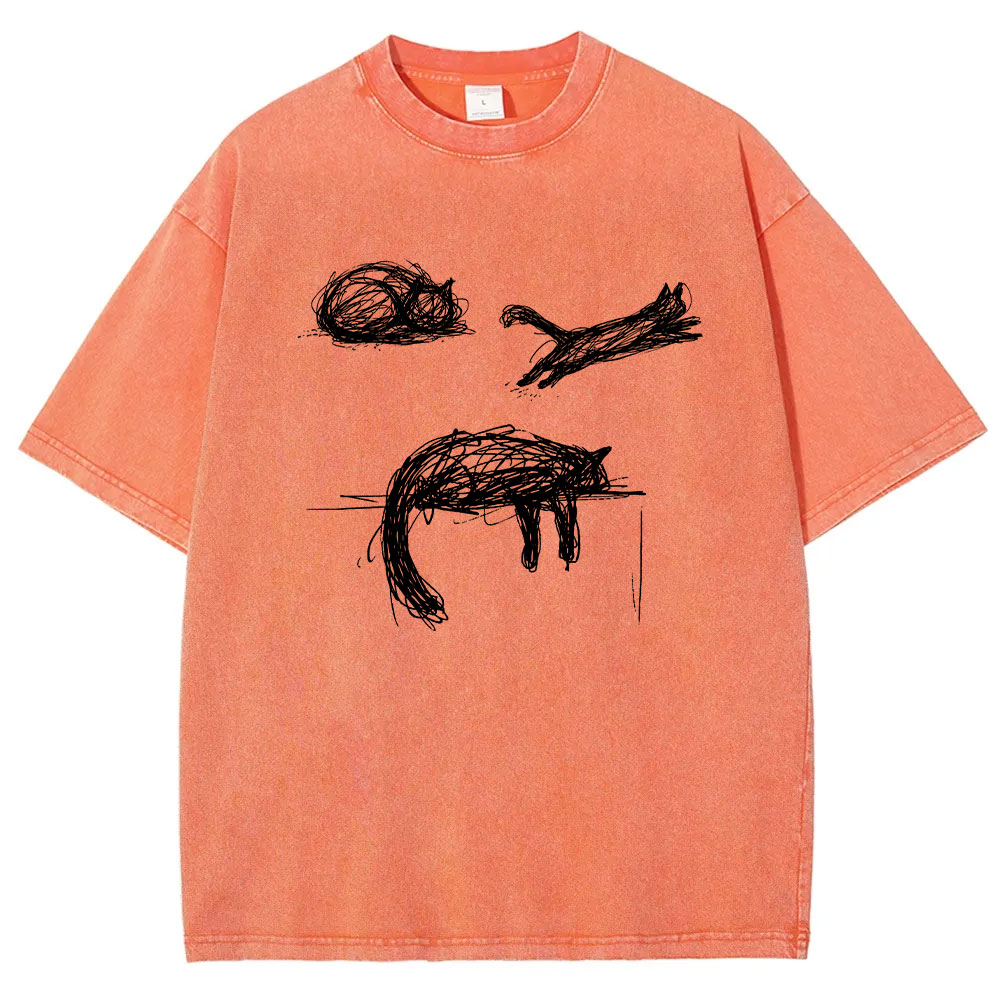 Abstract Cat Line Art  T-shirt
