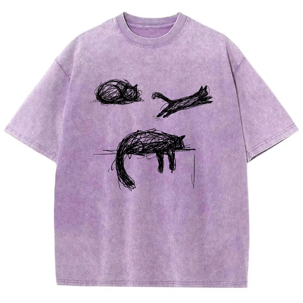 Abstract Cat Line Art  T-shirt