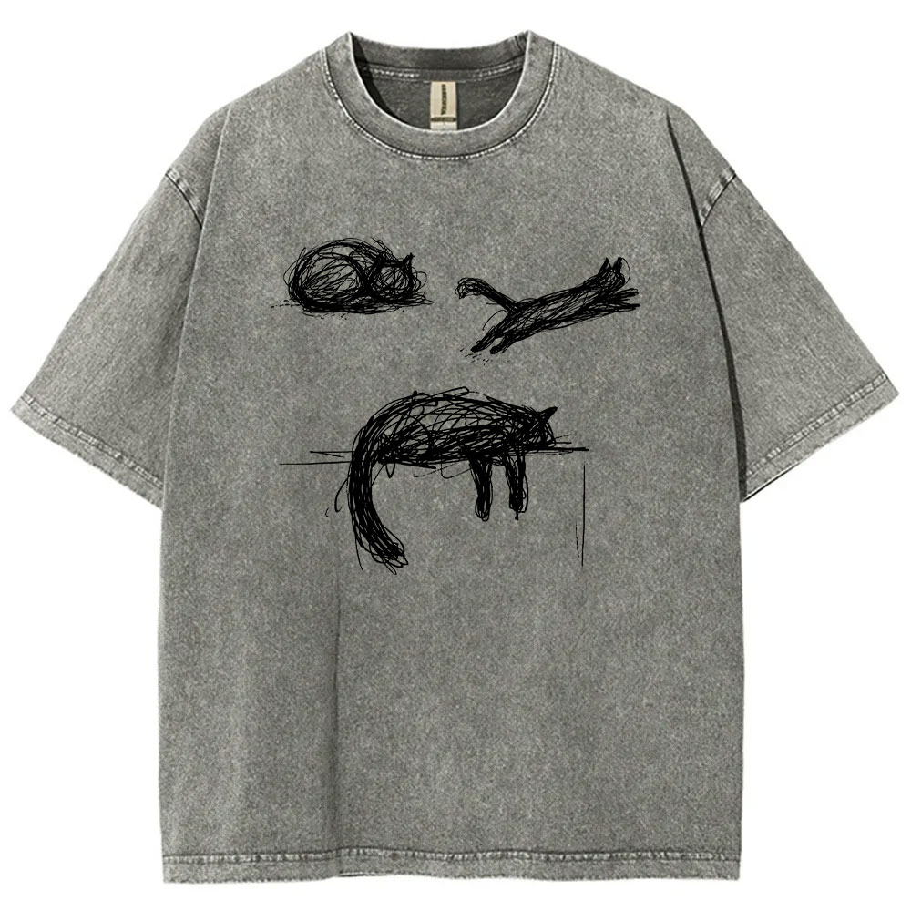 Abstract Cat Line Art  T-shirt
