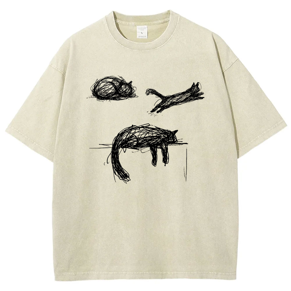 Abstract Cat Line Art  T-shirt