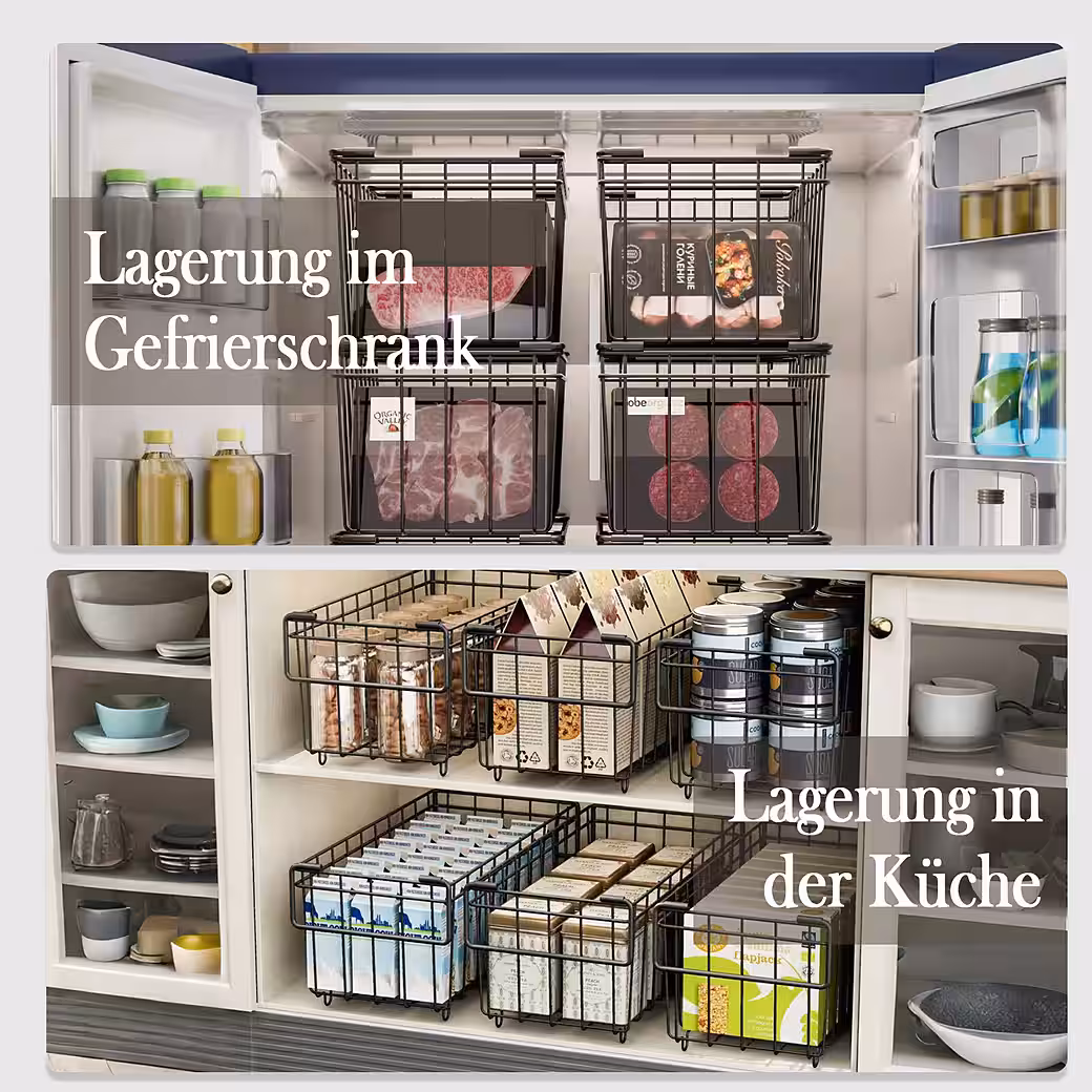 Aufbewahrungsbox 5X Gefriertruhe Körbe Stapelbar,Gefrierkorb,Gefriertruhe Organizer