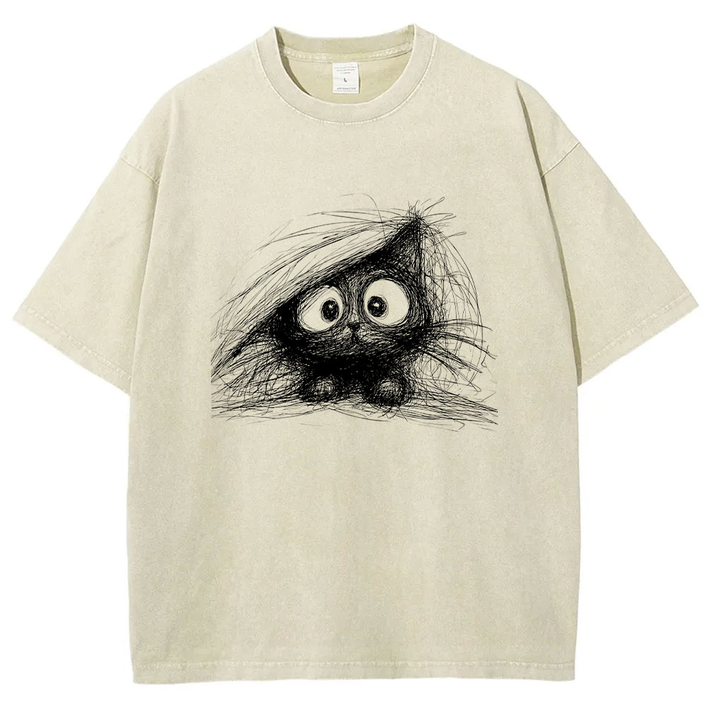 Abstract Cat Line Art  T-shirt