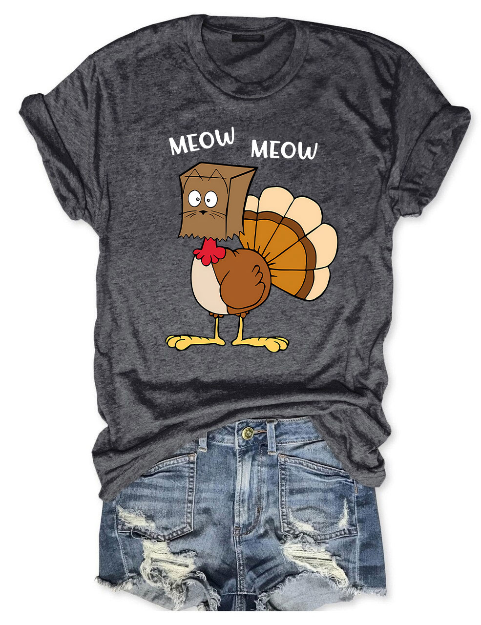 Meow Meow Funny Turkey Thanksgiving T-shirt