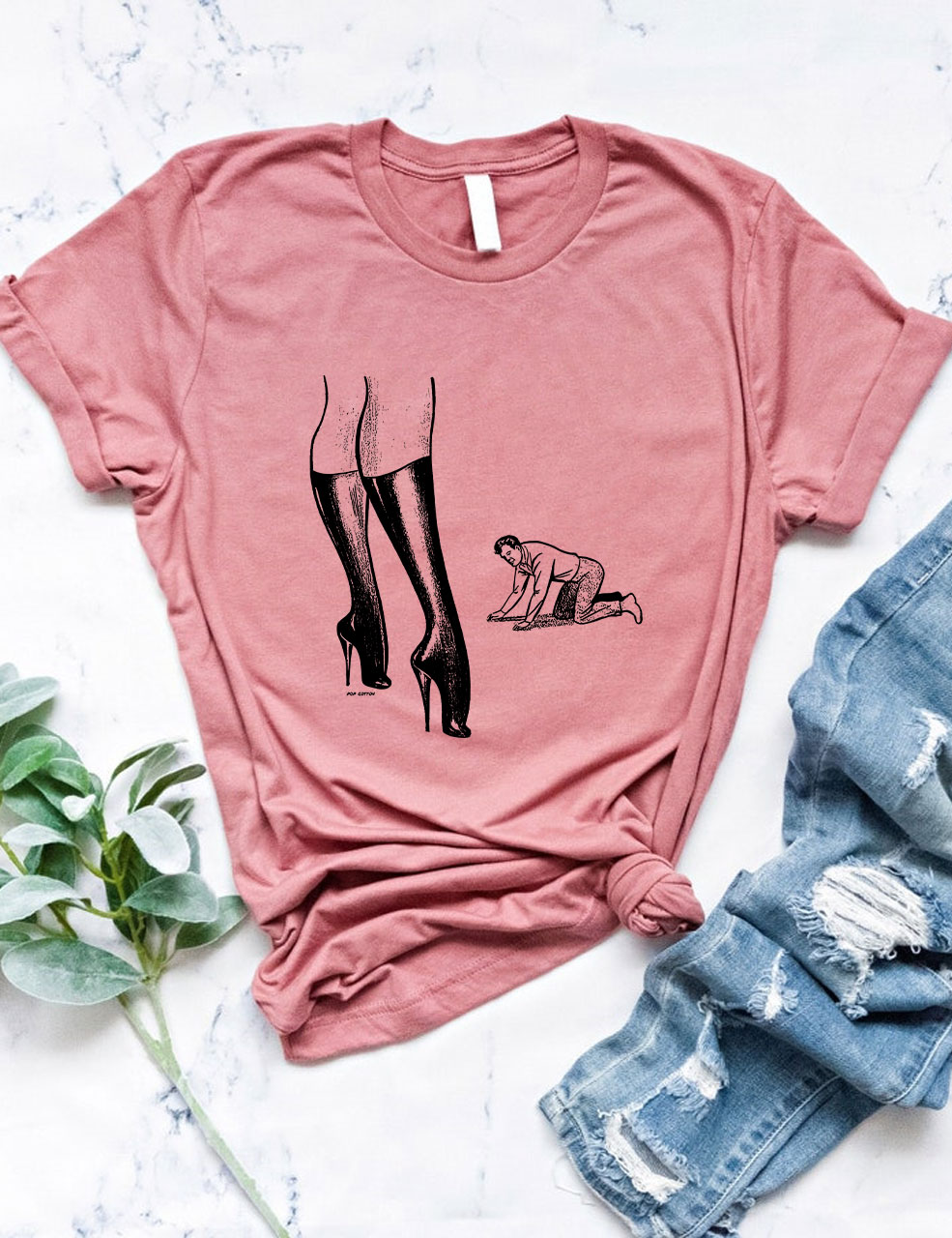 Retro Femdom Dominatrix With Kneeling Captive Male T-Shirt