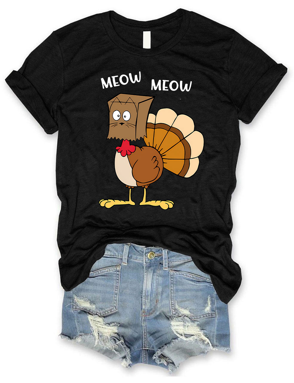 Meow Meow Funny Turkey Thanksgiving T-shirt