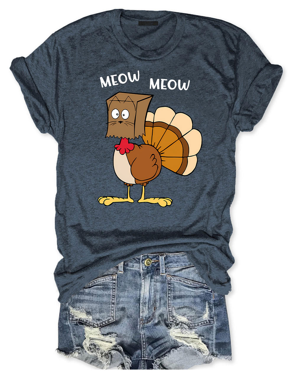 Meow Meow Funny Turkey Thanksgiving T-shirt