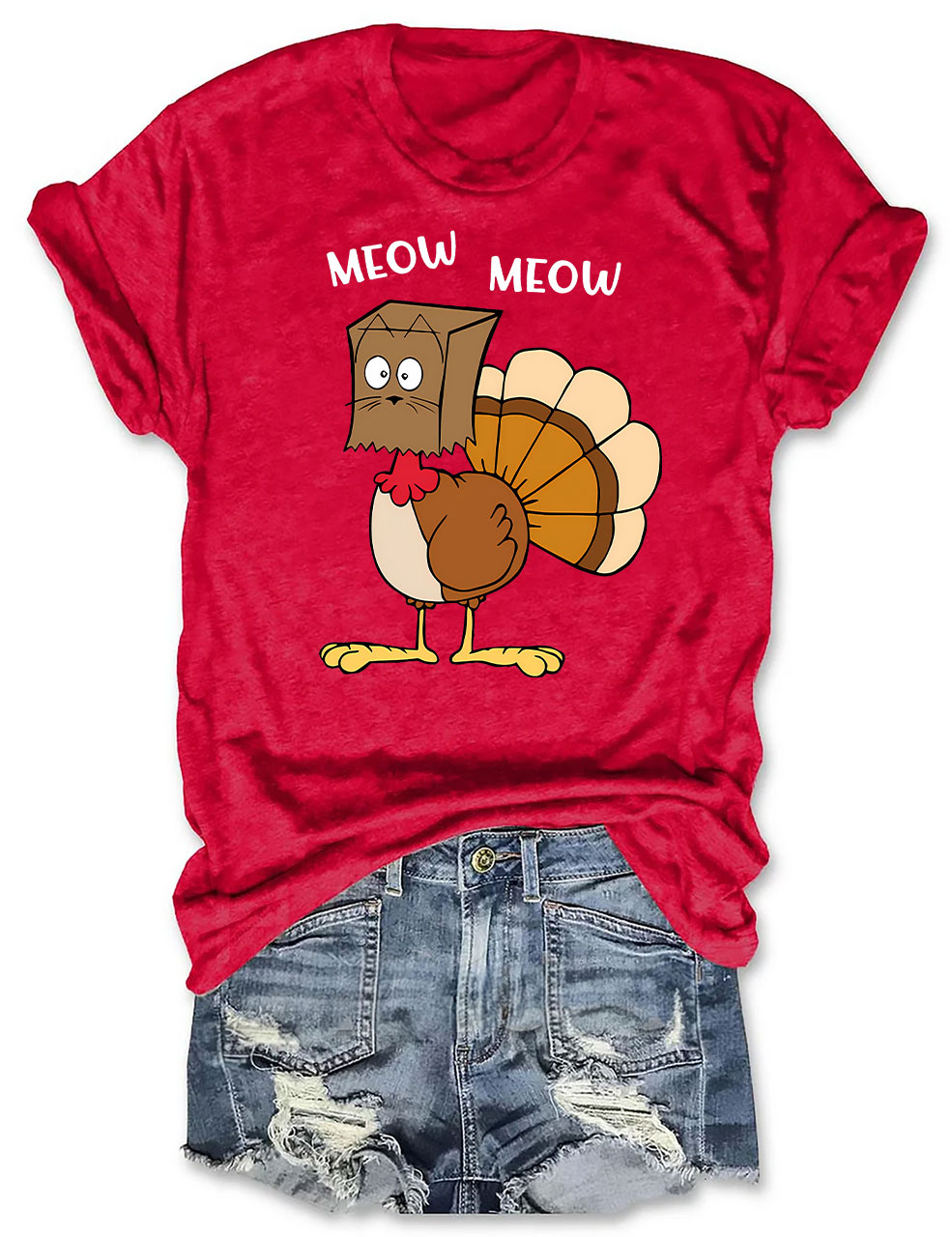 Meow Meow Funny Turkey Thanksgiving T-shirt