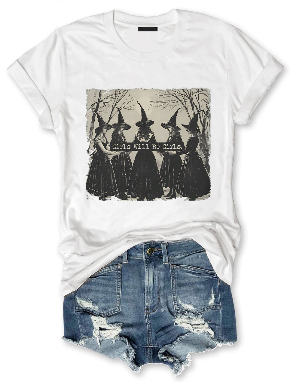 Vintage Girls Will Be Girls Witch T-shirt