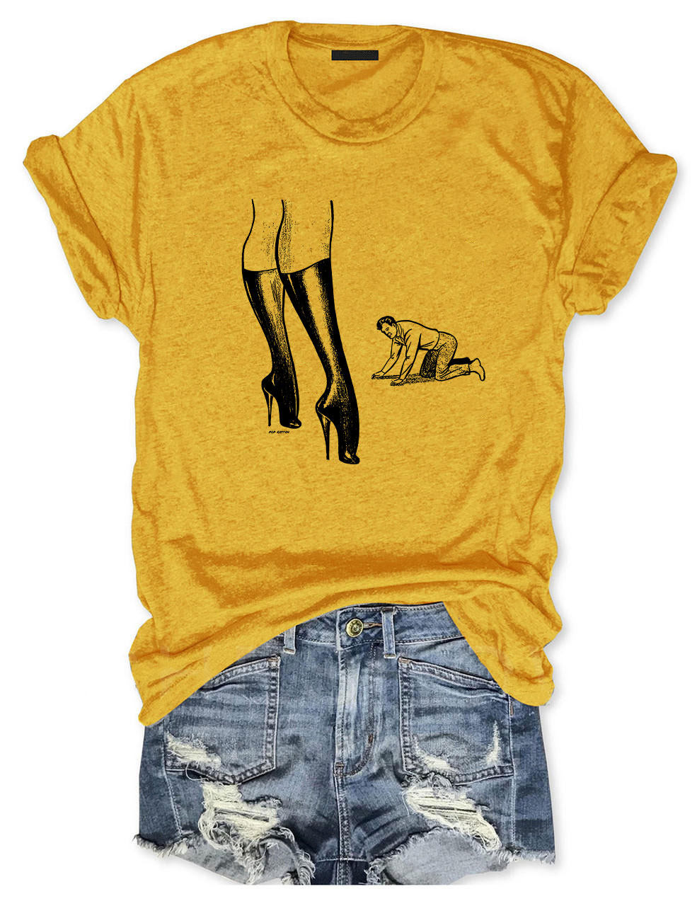 Retro Femdom Dominatrix With Kneeling Captive Male T-Shirt