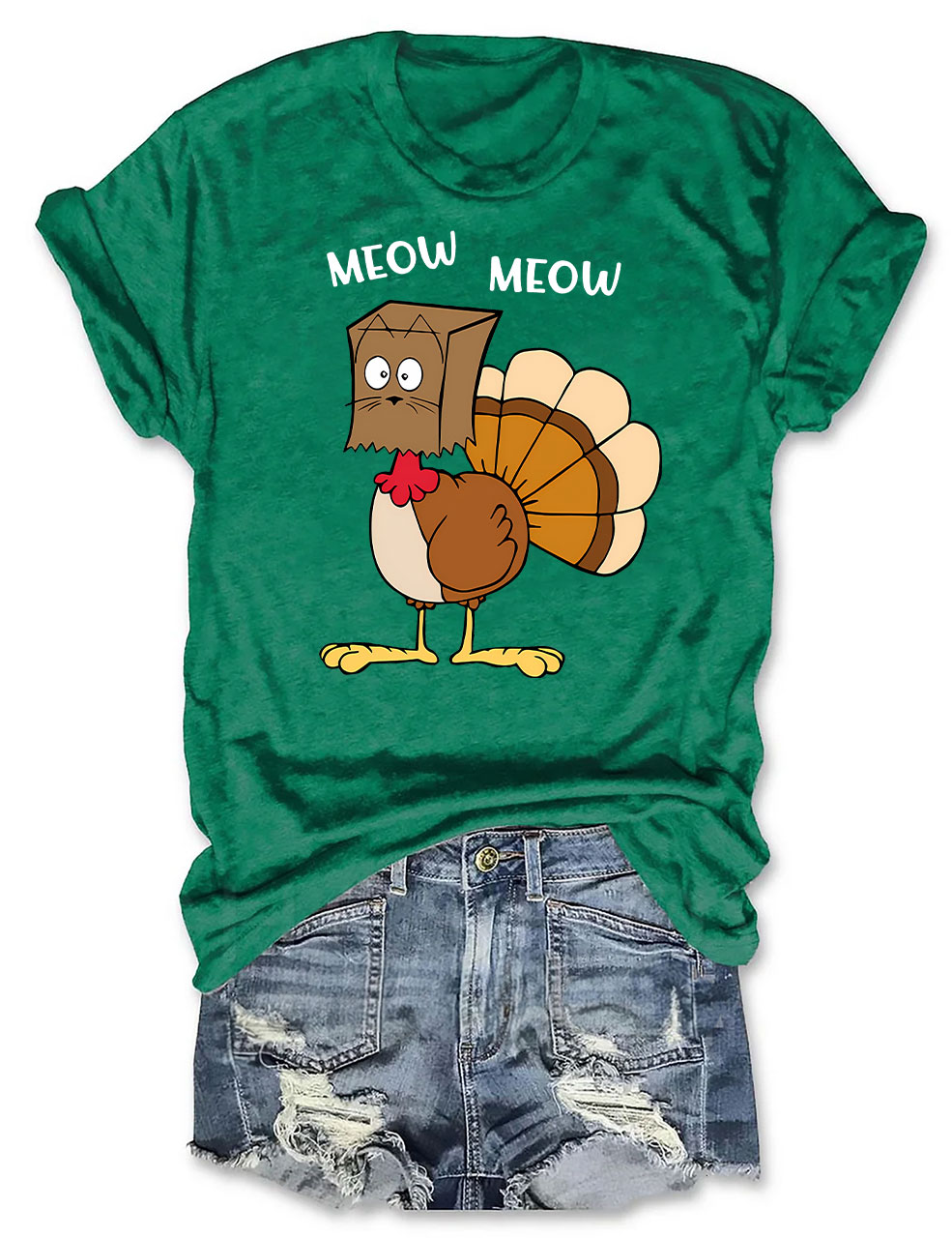 Meow Meow Funny Turkey Thanksgiving T-shirt