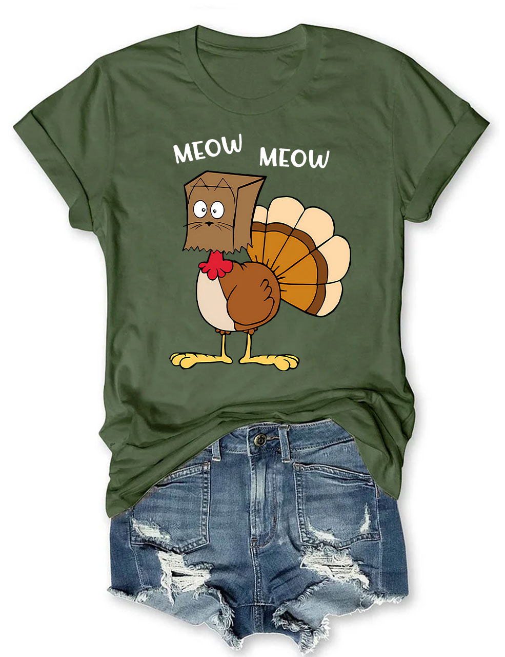 Meow Meow Funny Turkey Thanksgiving T-shirt