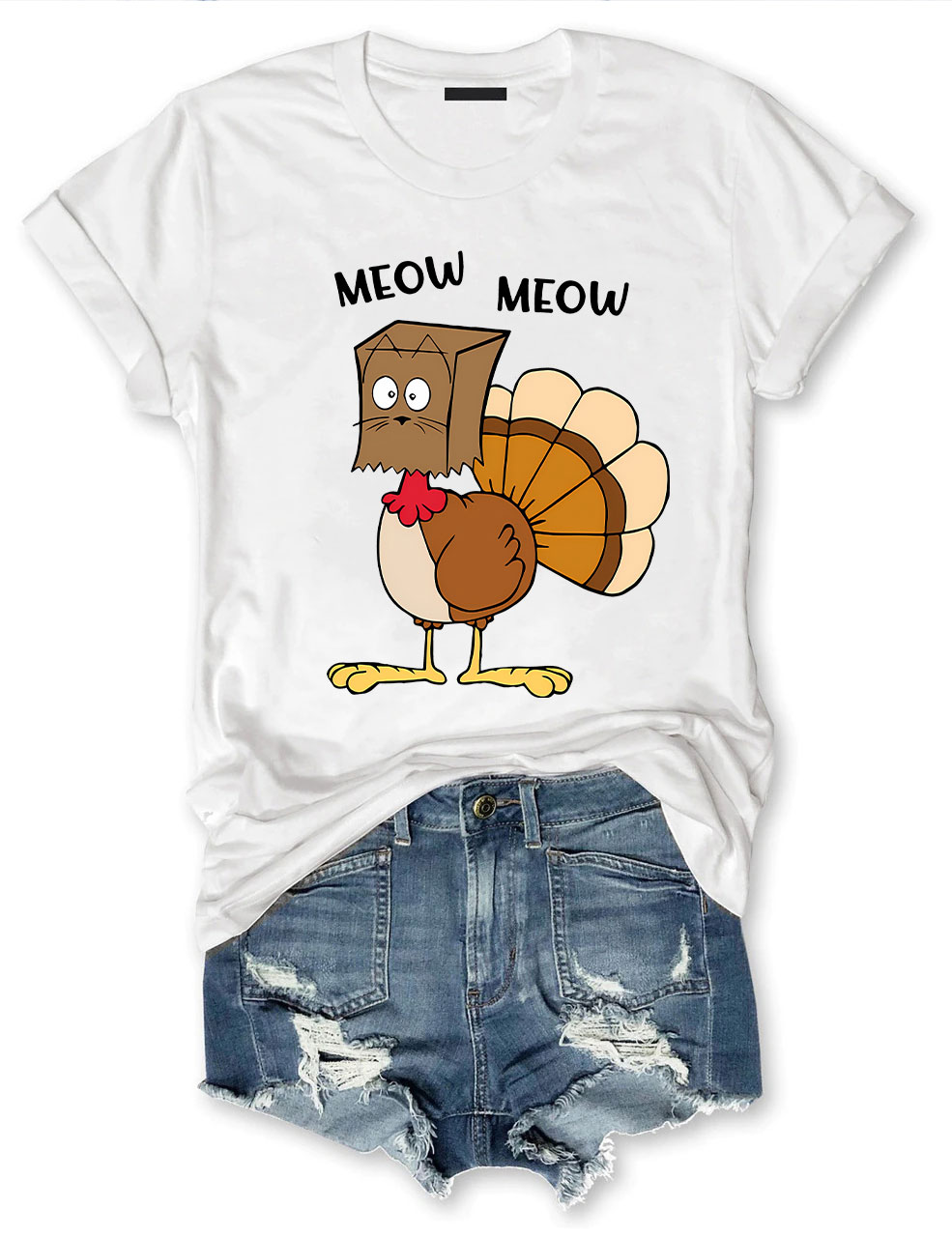 Meow Meow Funny Turkey Thanksgiving T-shirt