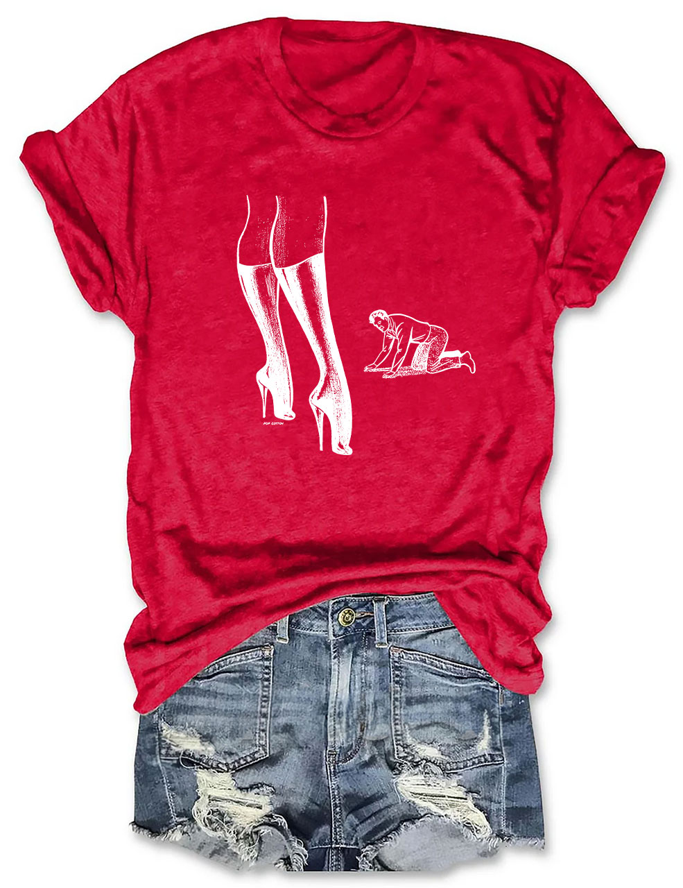 Retro Femdom Dominatrix With Kneeling Captive Male T-Shirt