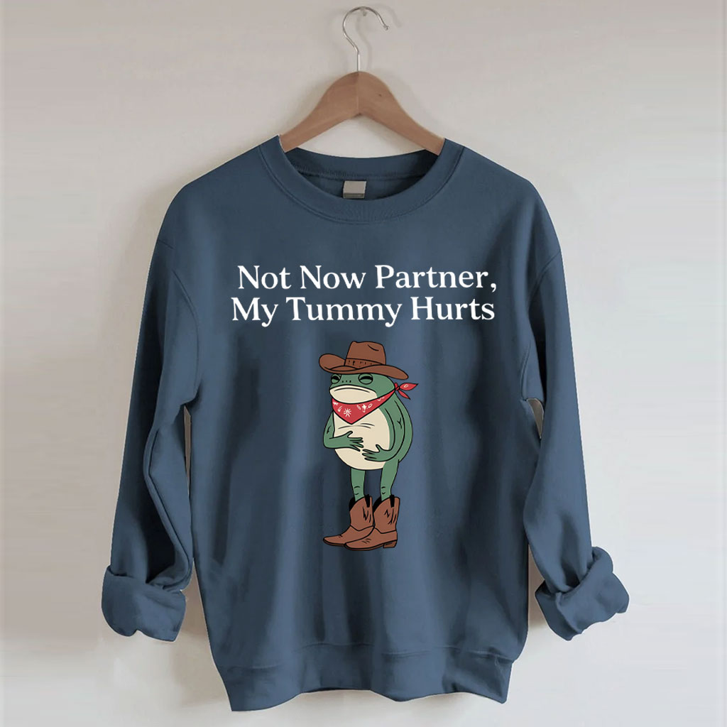 Not Now Partner My Tummy Hurts Cowboy Frog Sweatshirt