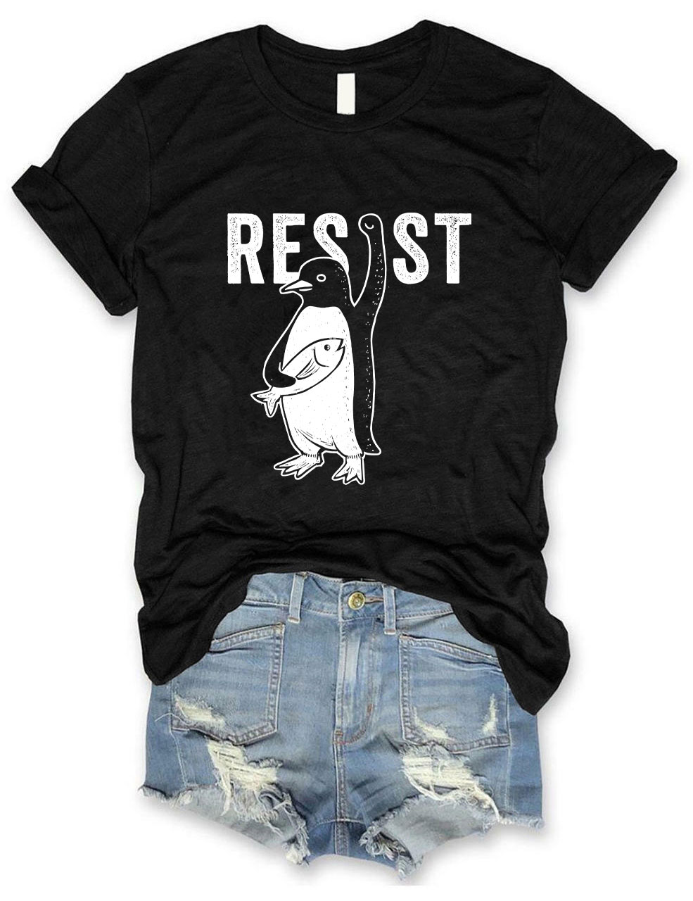 Penguins Against Tariffs Funny T-Shirt