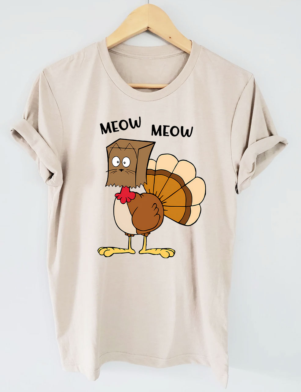 Meow Meow Funny Turkey Thanksgiving T-shirt