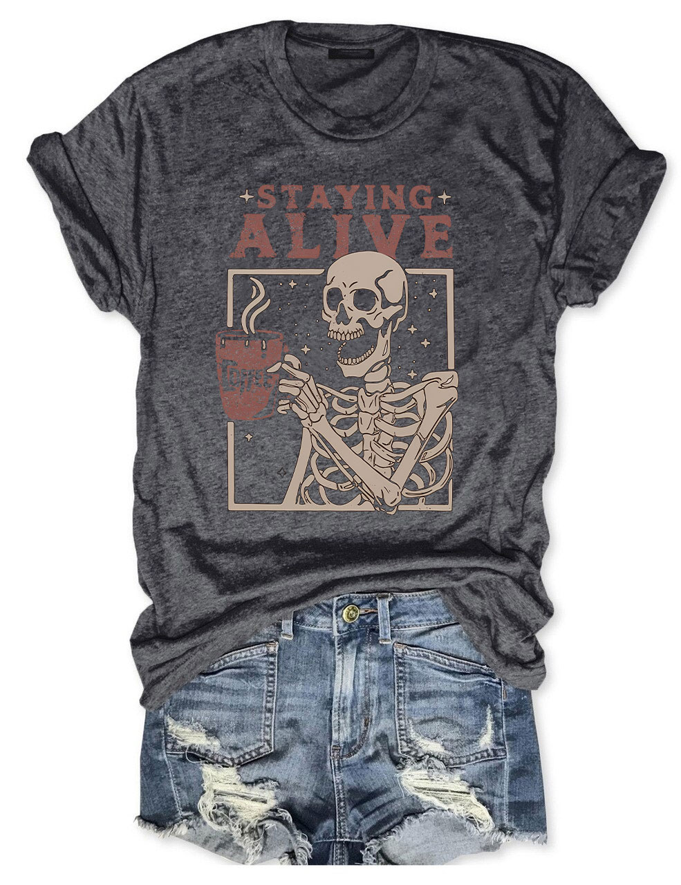 Coffee Lovers Funny Skeleton T-shirt