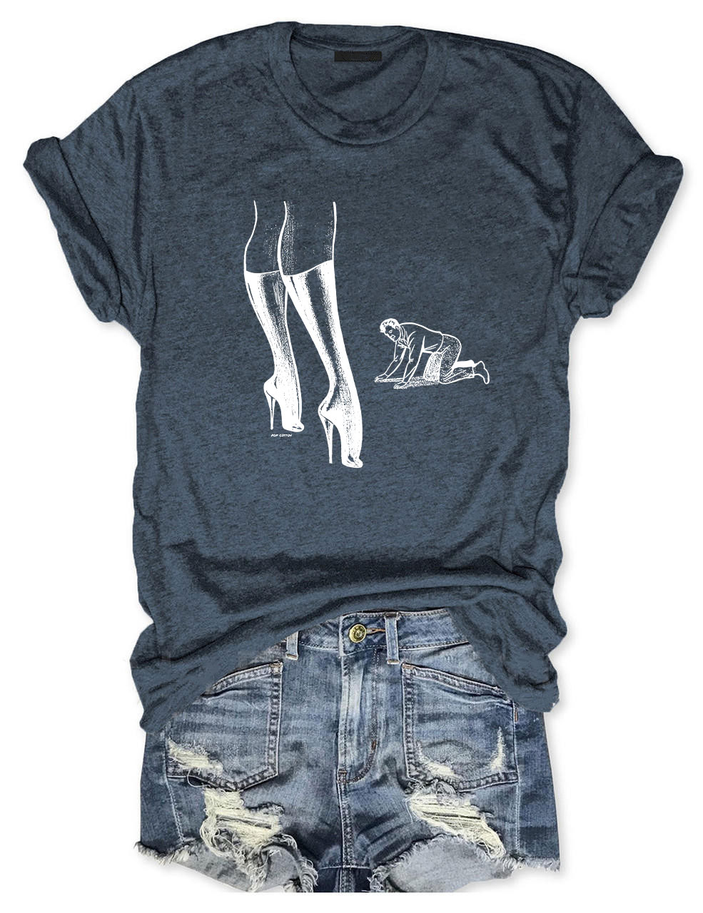 Retro Femdom Dominatrix With Kneeling Captive Male T-Shirt