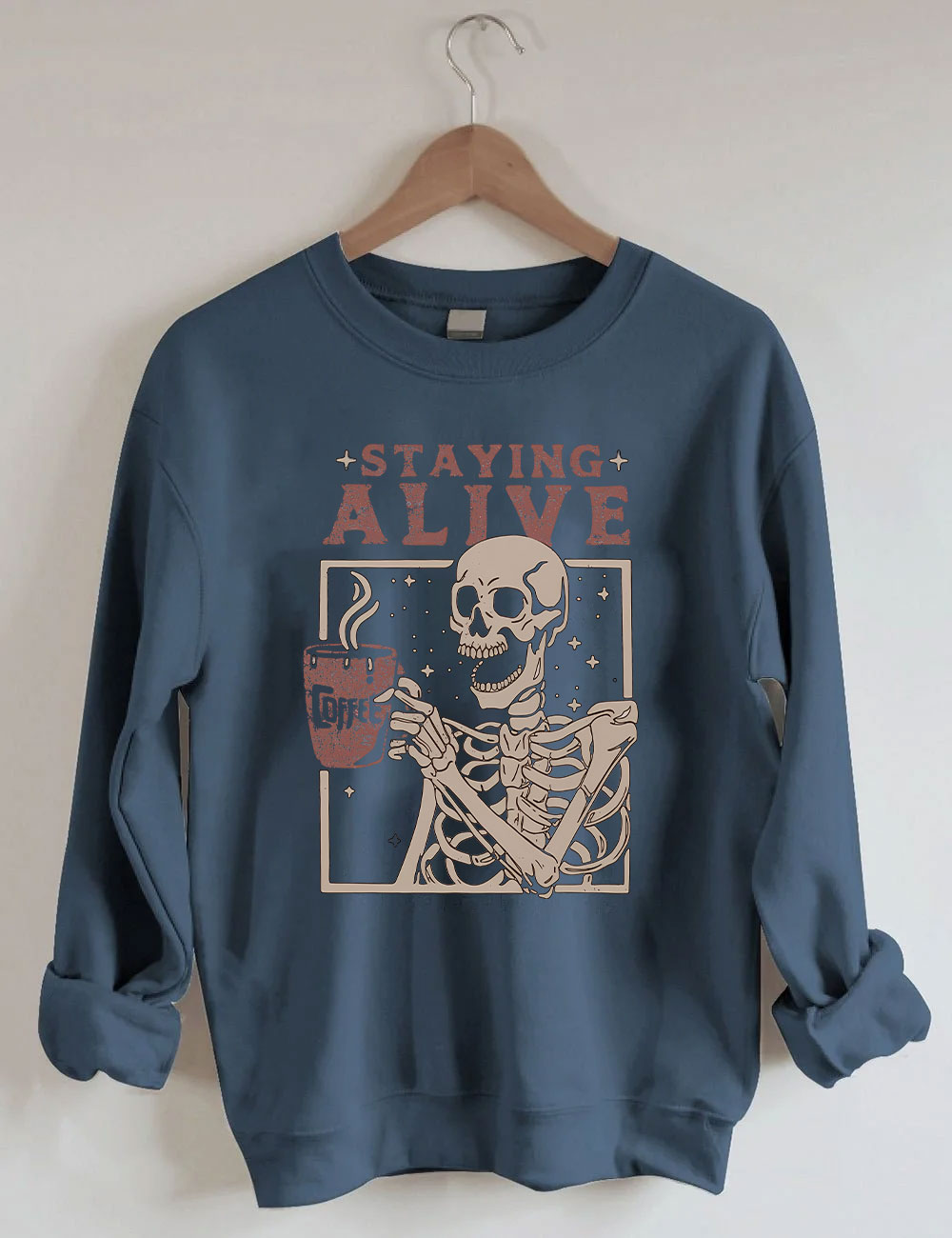 Coffee Lovers Funny Skeleton Sweatshirt