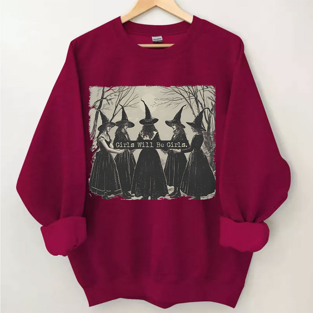 Vintage Girls Will Be Girls Witch Sweatshirt