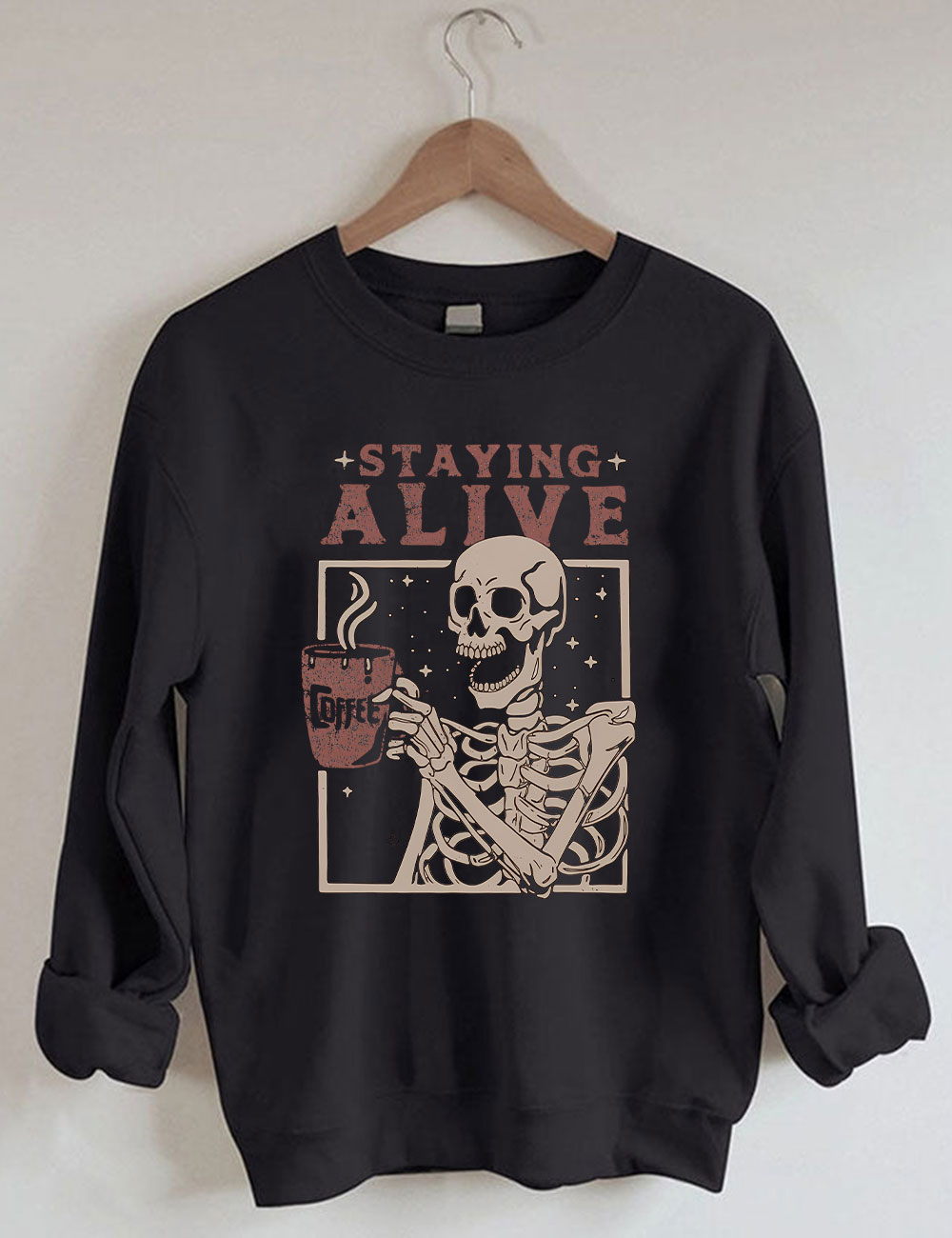 Coffee Lovers Funny Skeleton Sweatshirt