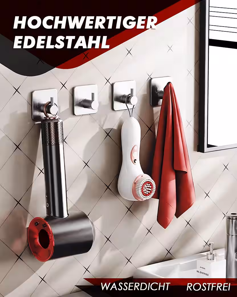 Edelstahl Handtuchhaken Bad ohne Bohren, 5er/10er Set