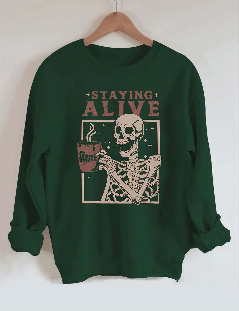 Coffee Lovers Funny Skeleton Sweatshirt