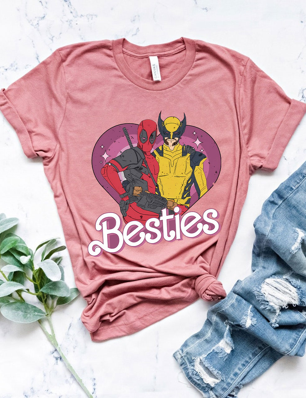Cute Deadpool Wolverine Besties Forever T-shirt