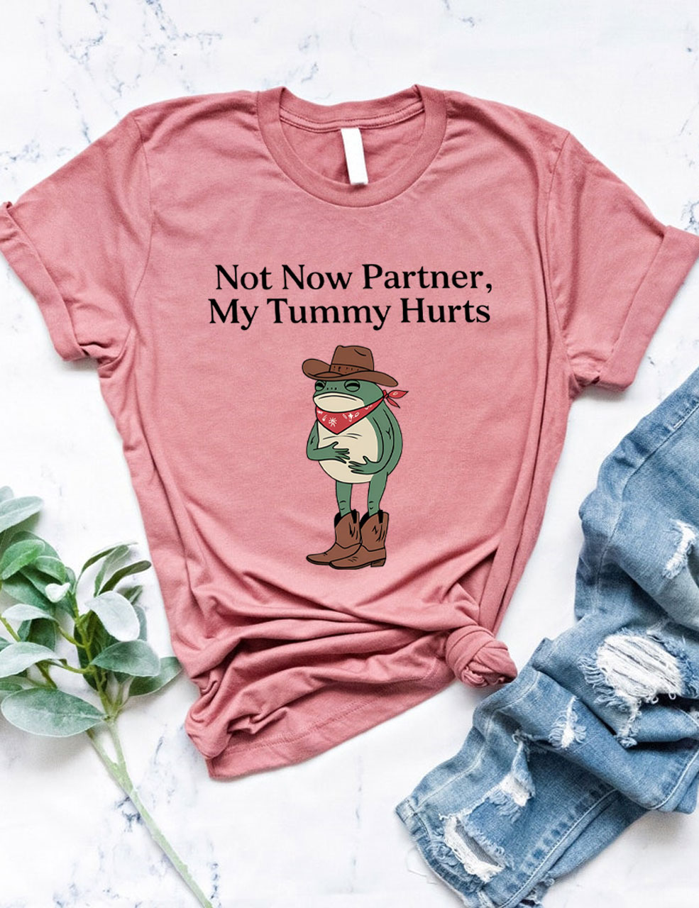 Not Now Partner My Tummy Hurts  Cowboy Frog T-shirt