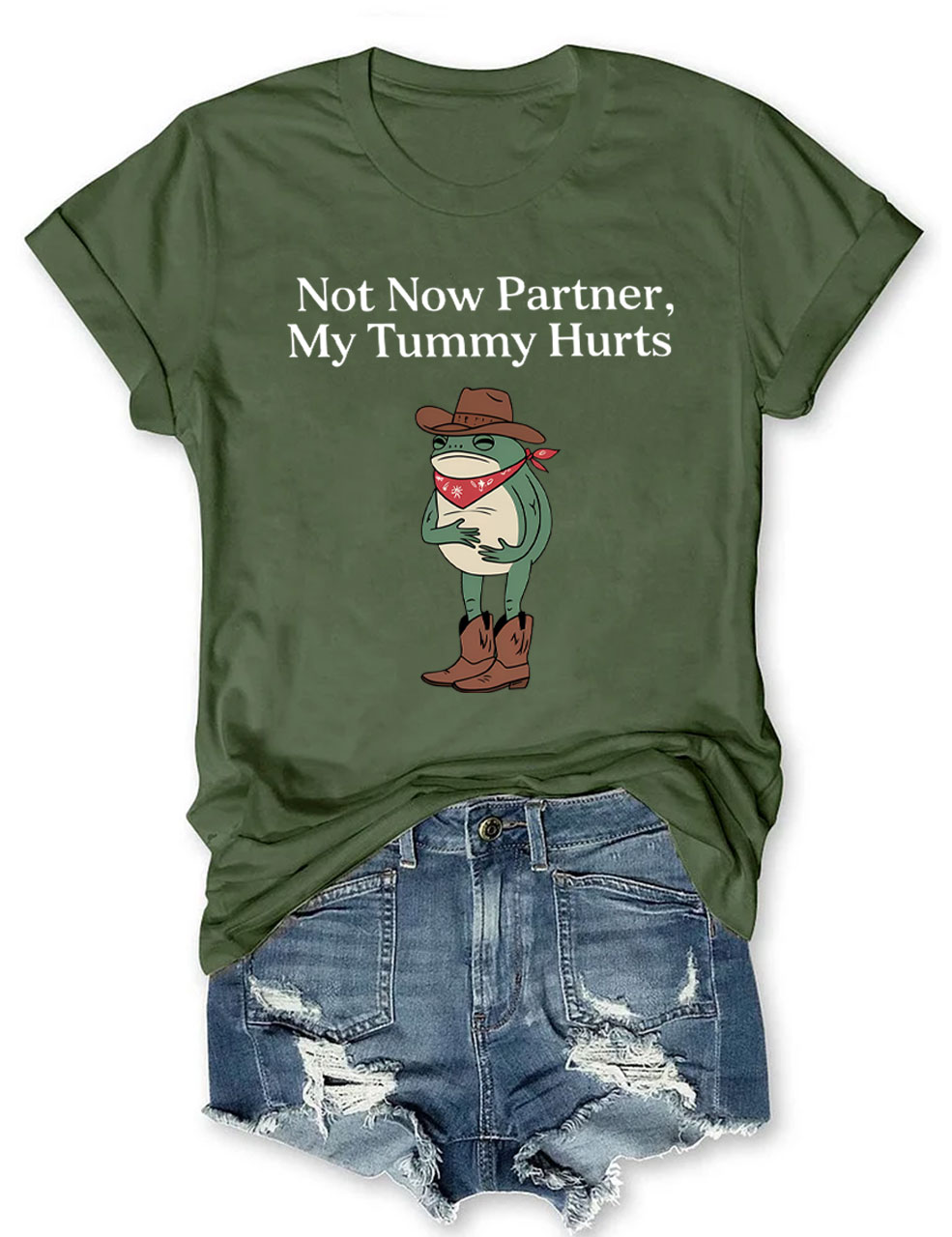 Not Now Partner My Tummy Hurts  Cowboy Frog T-shirt