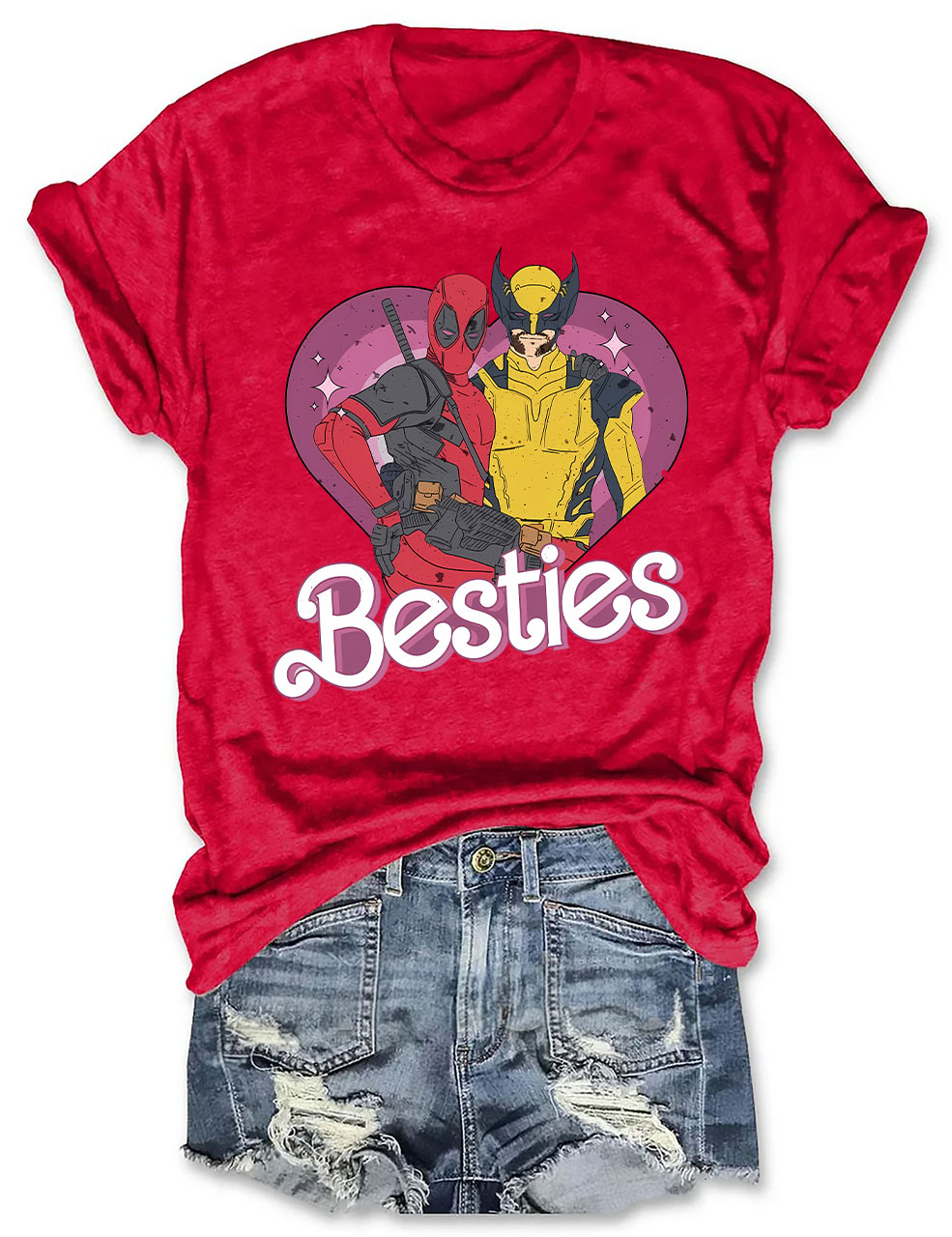 Cute Deadpool Wolverine Besties Forever T-shirt