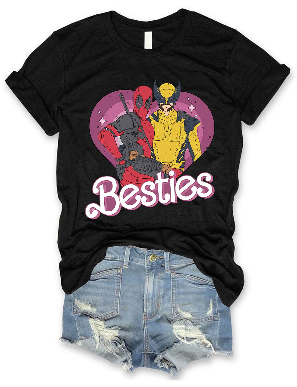 Cute Deadpool Wolverine Besties Forever T-shirt