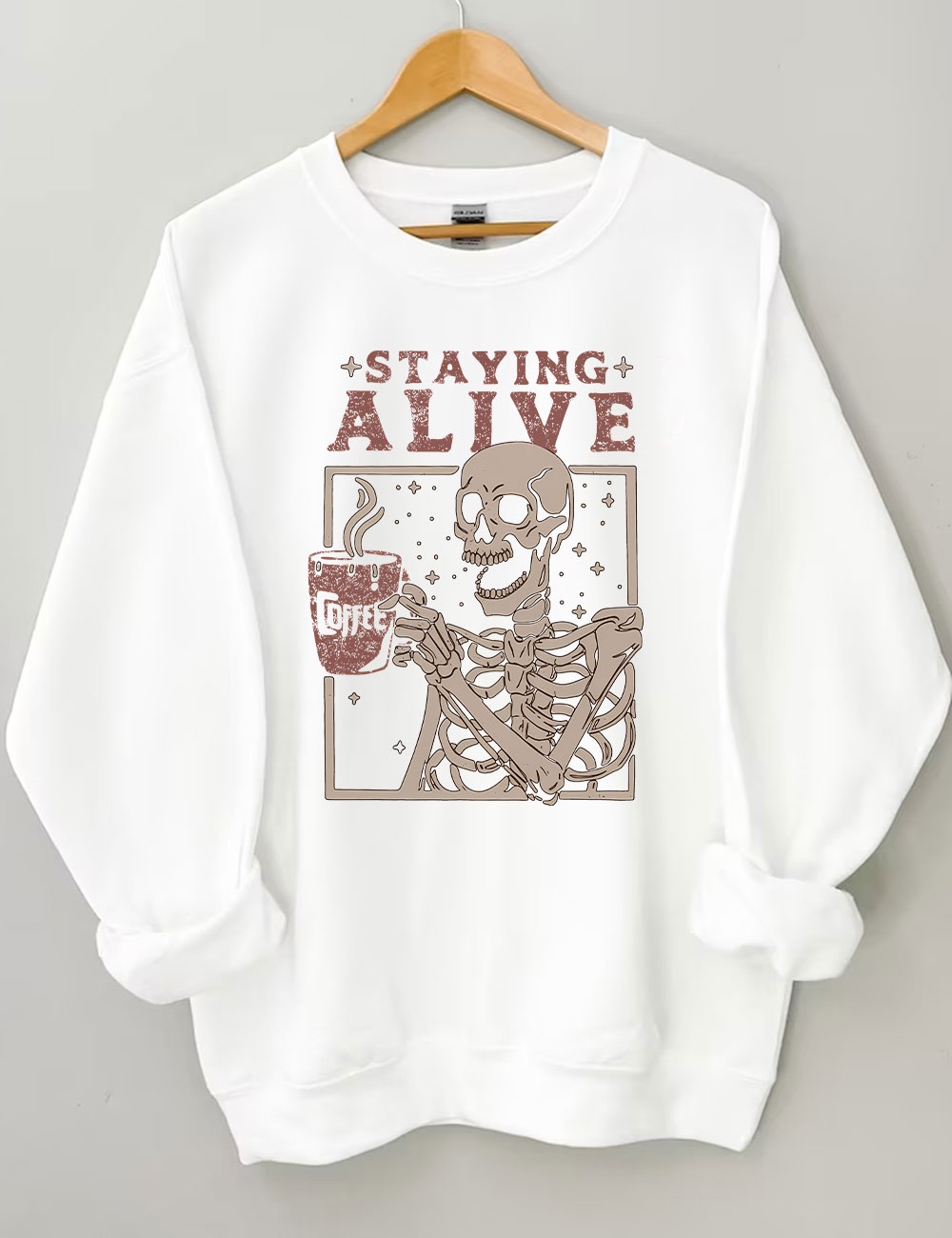 Coffee Lovers Funny Skeleton Sweatshirt