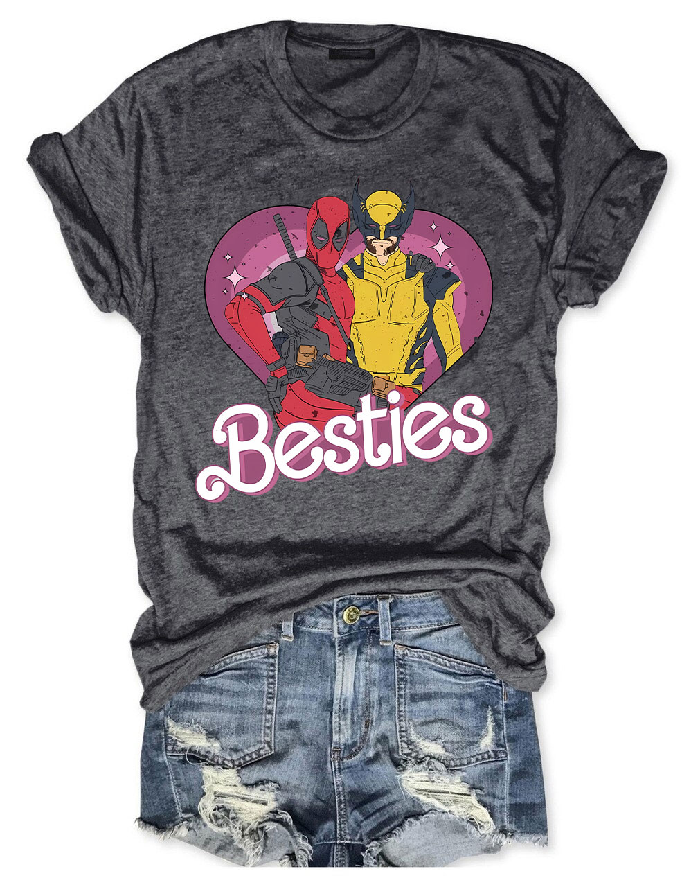 Cute Deadpool Wolverine Besties Forever T-shirt