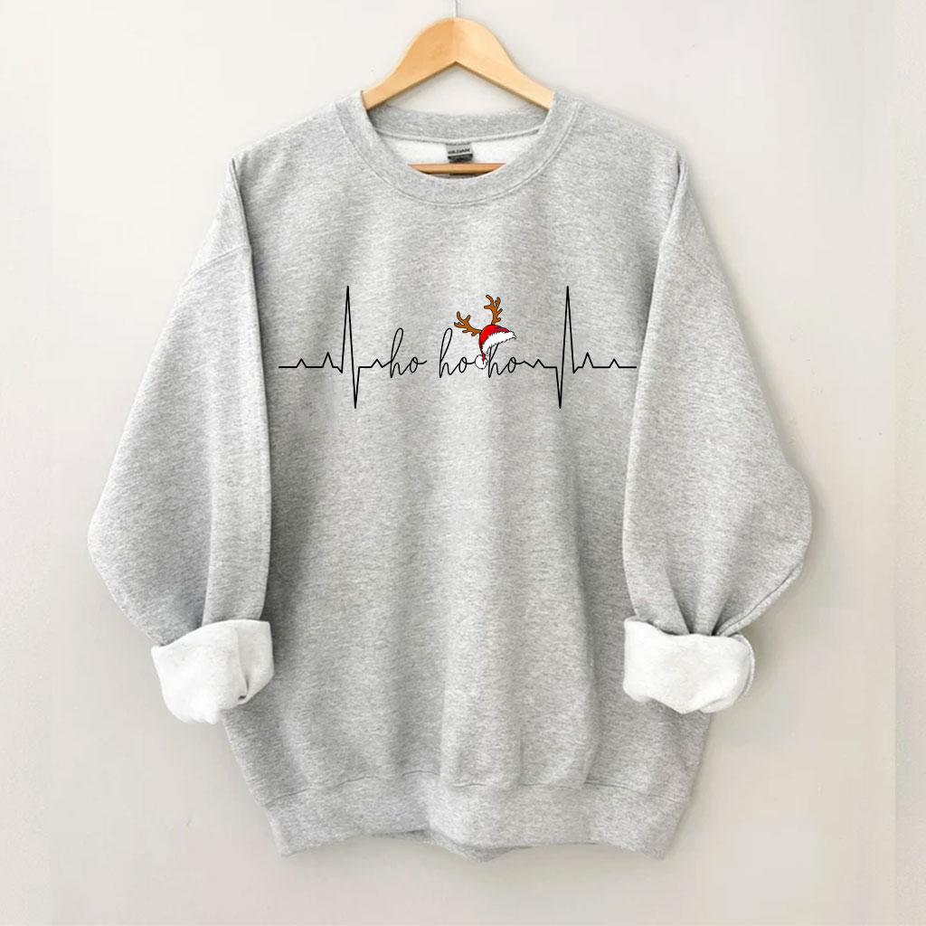 Ho Ho Ho Ho Heartbeat Christmas Funny Sweatshirt