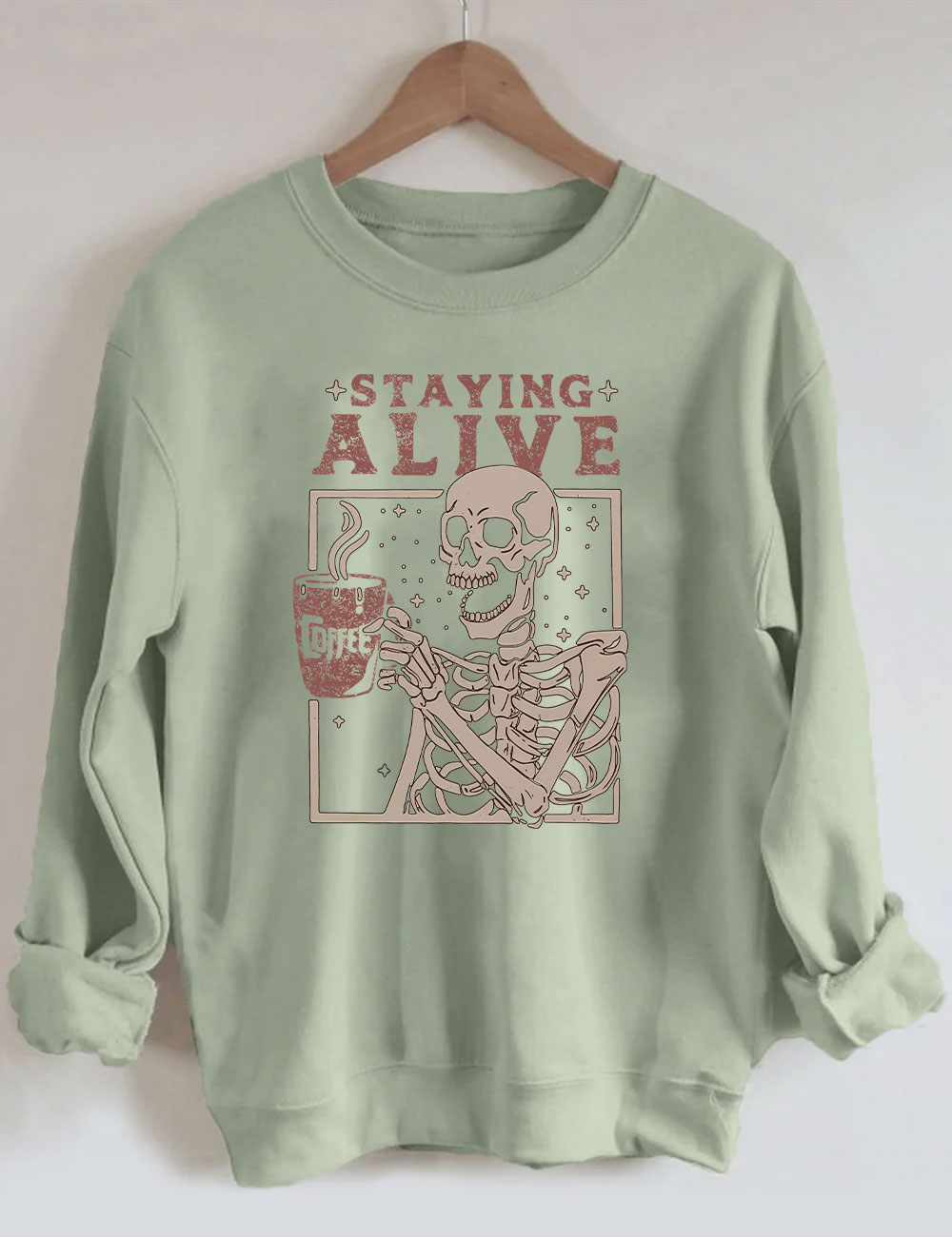 Coffee Lovers Funny Skeleton Sweatshirt