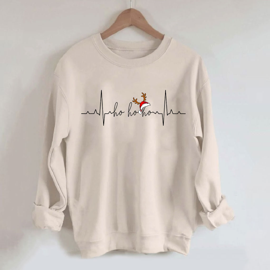 Ho Ho Ho Ho Heartbeat Christmas Funny Sweatshirt