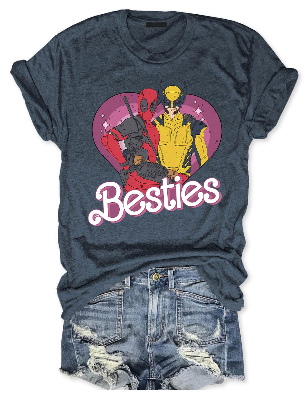 Cute Deadpool Wolverine Besties Forever T-shirt