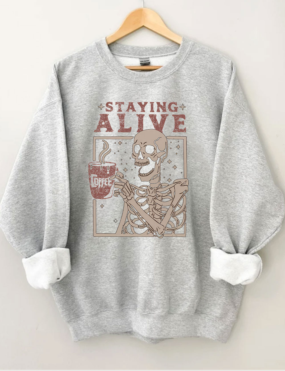 Coffee Lovers Funny Skeleton Sweatshirt