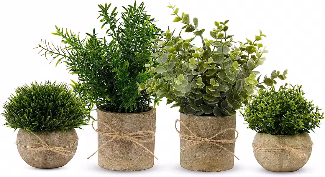 Künstliche Eukalyptus Pflanzen 4‑Stück, Kunstpflanzen für Deko