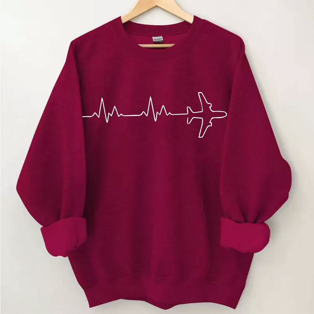 Airplane Pilot Heartbeat Sweatshirt