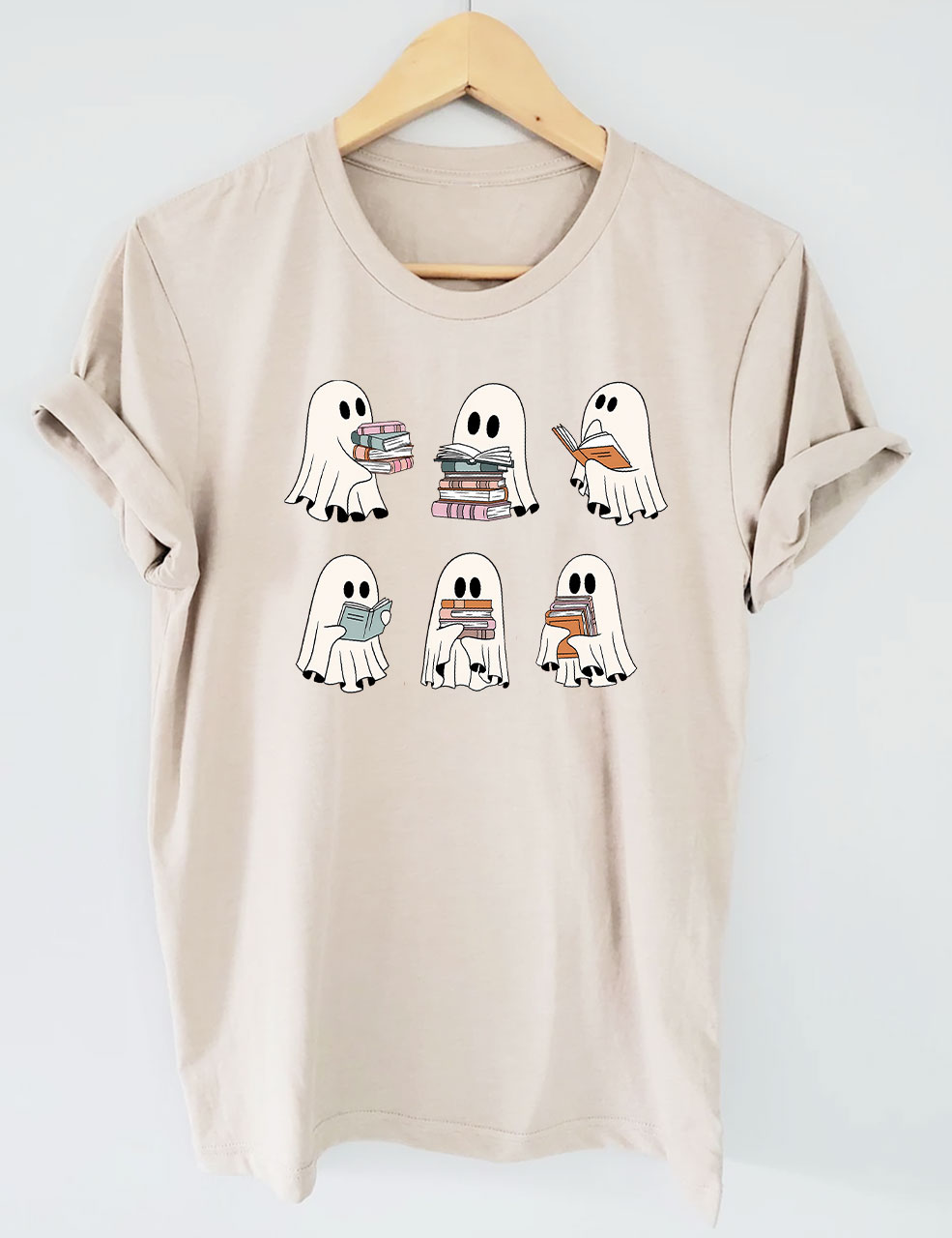 Cute Ghost Reading Book Halloween T-shirt